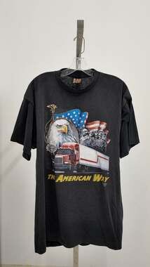 Vintage 3D Emblem "The American Way" Trucker T-Shirt - XL